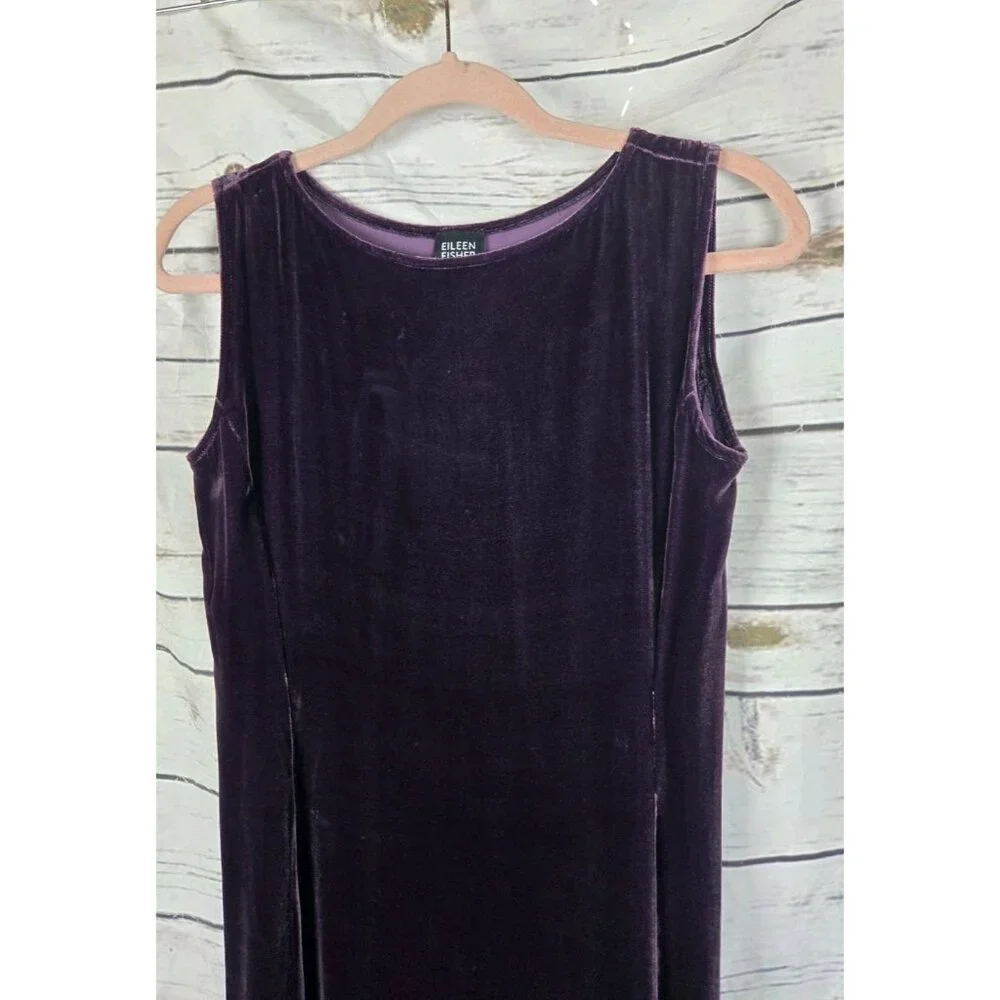 Eileen Fisher Purple Velvet Dress XS Silk Blend Whimsigoth Witchy